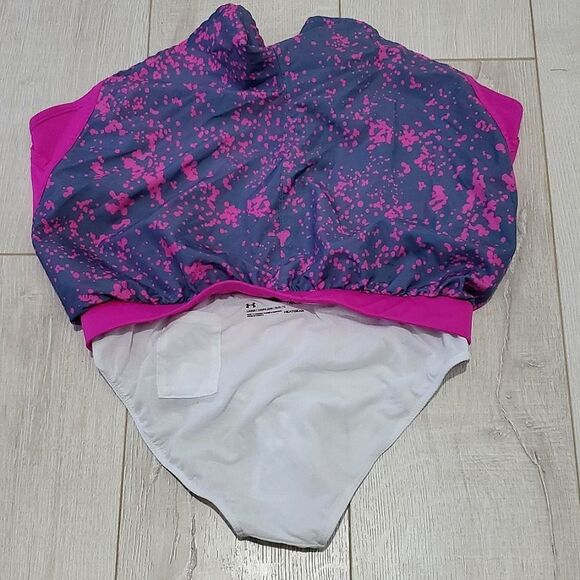UNDER ARMOR Fly-By Printed Shorts, Sz S, Inseam 3", Loose, Purple/Pink - Picture 7 of 12